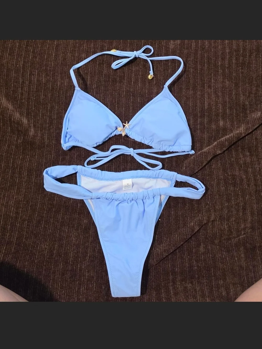 Light Blue Triangle Bikini Set - Women Swim